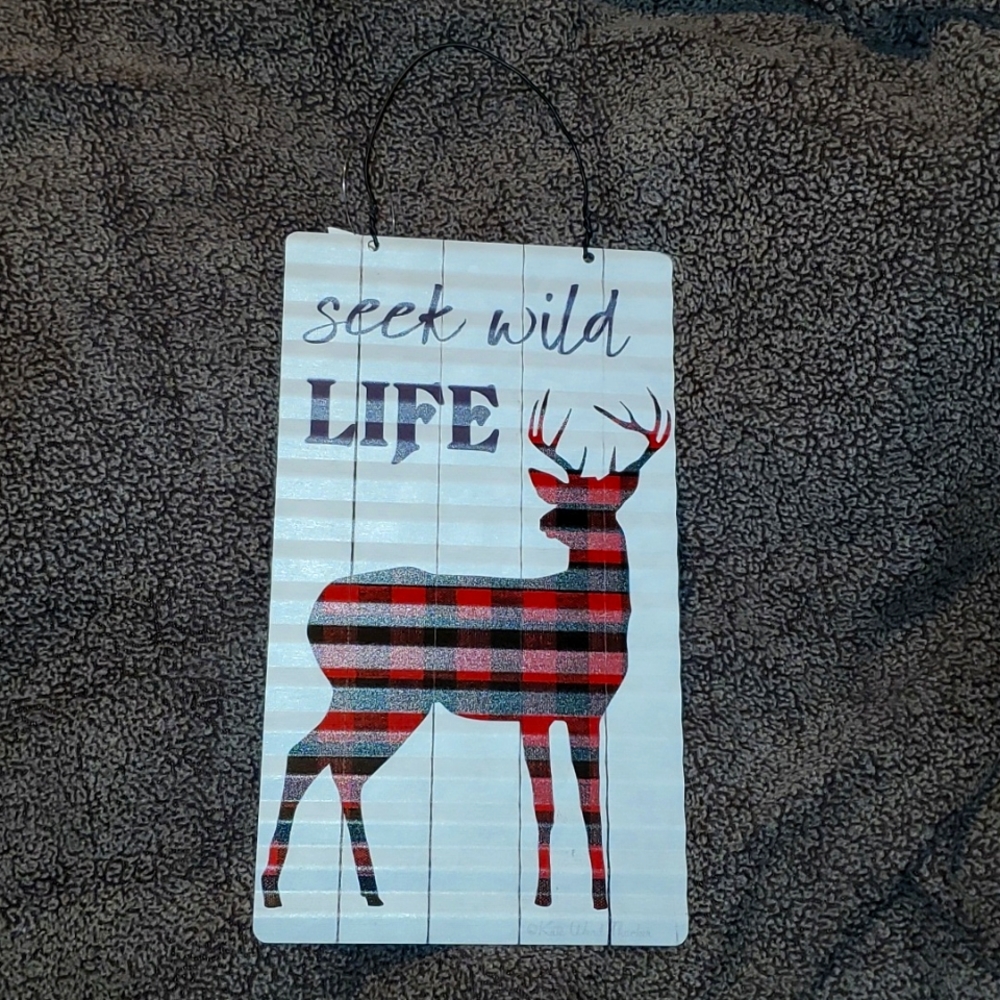 Deer Galvanized Hanging Sign